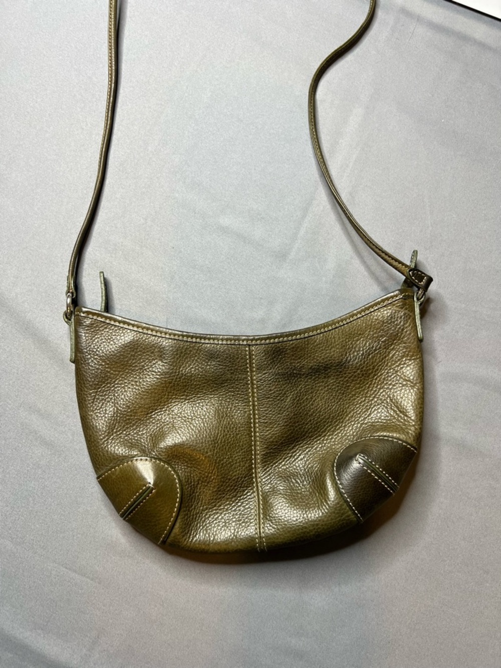 Olive Green Leather Crossbody Bag - Women's Shoulder Purse - Picture 2 of 10